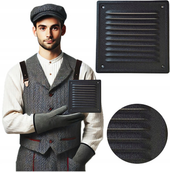 KRATKA WENTYLACYJNA ZEWNĘTRZNA 14x14 Kominowa Metalowa Na Komin CZARNA MAT