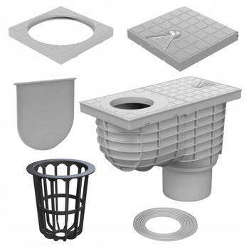 OSADNIK RYNNOWY CZYSZCZAK RYNNY Szary ODPŁYW Uniwersalny 110 mm z Koszykiem