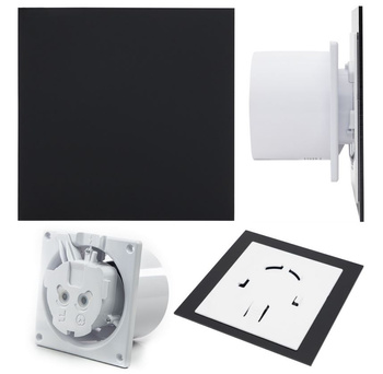 WENTYLATOR ŁAZIENKOWY CZUJNIK WILGOCI 125mm CZASOWY PLEXI CZARNY POŁYSK 16252507671