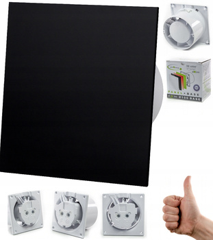 CICHY WENTYLATOR ŁAZIENKOWY 100 SUFITOWY ŚCIENNY 93 m3h PANEL Czarny Połysk 11881907591