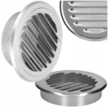 KRATKA WENTYLACYJNA OKRĄGŁA Zewnętrzna fi 100 Nierdzewna Czerpnia Wyrzutnia