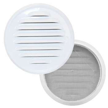 KRATKA WENTYLACYJNA OKRĄGŁA Zewnętrzna fi 100 mm Biała Czerpnia Wyrzutnia