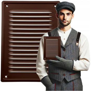 KRATKA WENTYLACYJNA ZEWNĘTRZNA Kominowa 14x21 BRĄZOWA Metalowa Na Komin