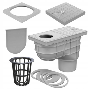 OSADNIK RYNNOWY CZYSZCZAK RYNNY Szary ODPŁYW Uniwersalny 110mm z Koszykiem