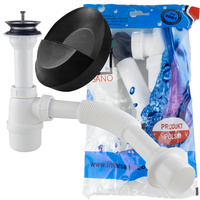 SYFON ODPŁYW UMYWALKI ZLEWU BUTELKOWY METALOWE SITKO 32/50 MM KOREK GUMOWY