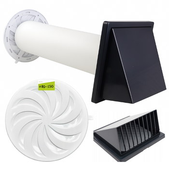 Zestaw wentylacyjny przez ścianę 150mm kratka Nawiewnik Ścienny regulowany