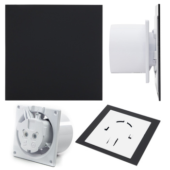 CICHY WENTYLATOR ŁAZIENKOWY 100 SUFITOWY ŚCIENNY 93 m3/h PANEL Czarny Mat 13562358949