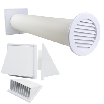 Zestaw wentylacyjny przez ścianę 125mm kratka Nawiewnik Ścienny 