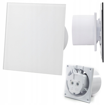 CICHY WENTYLATOR ŁAZIENKOWY 100 mm SUFITOWY ŚCIENNY 93 m3 Szklany Biały Mat 16434071965