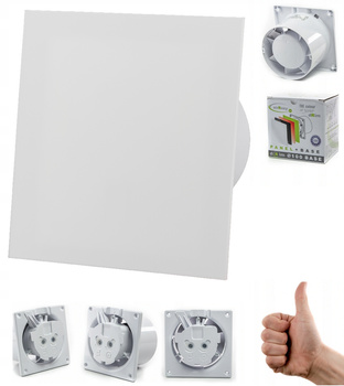 CICHY WENTYLATOR ŁAZIENKOWY 100 mm SUFITOWY ŚCIENNY 93 m3/h PANEL Biały Mat 11881907163