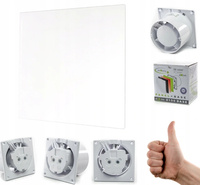 CICHY WENTYLATOR ŁAZIENKOWY 100 SUFITOWY ŚCIENNY 93 m3/h PANEL Biały Połysk 11881909410