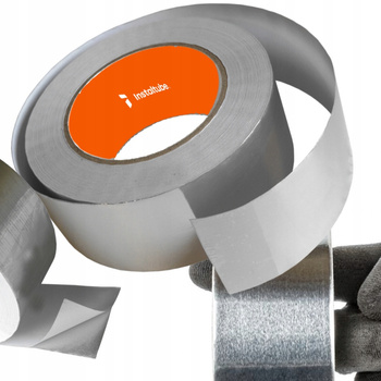 TAŚMA ALUMINIOWA SAMOPRZYLEPNA MOCNA 48mm 50 m GŁADKA WYTRZYMAŁA TAŚMA