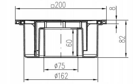 KRATKA ŚCIEKOWA FI 75 KRATKA ODPŁYWOWA 20x20 Z TWORZYWA 67 l/min MAKS 300kg