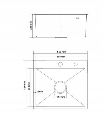 ZLEWOZMYWAK STALOWY KUCHENNY ZLEW DO KUCHNI 50x45 INOX NIERDZEWNY POJEMNY